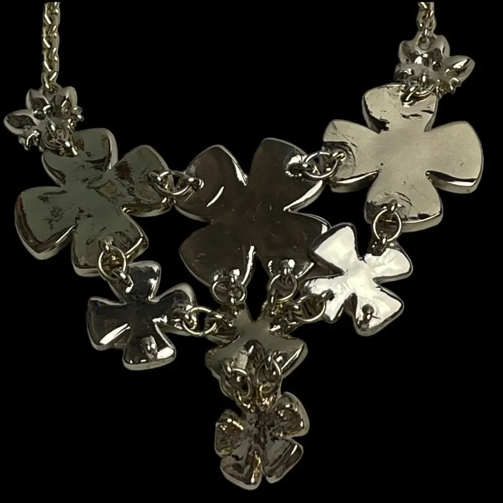 The Limited ORANGE and BLUE Flower Necklace with Gold Chain